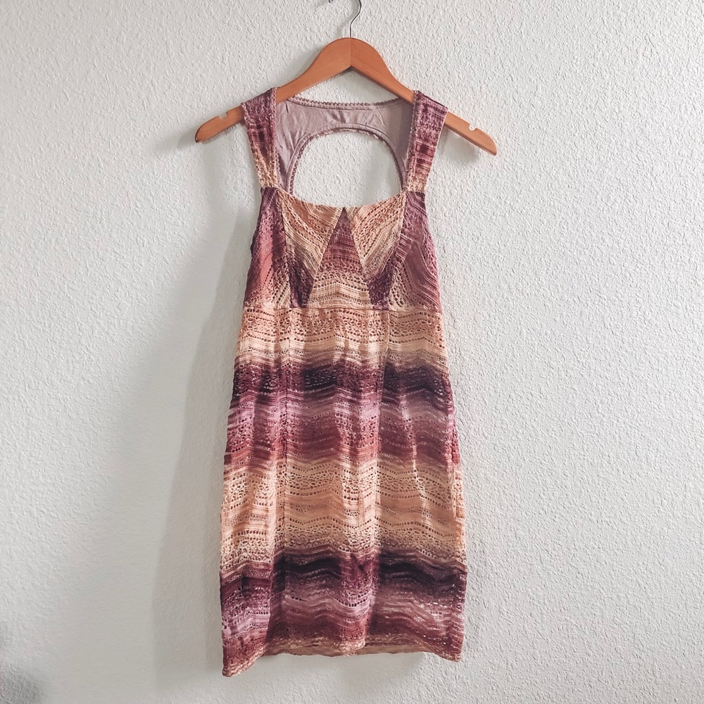 Free People Bohemian Lace Tie Dye Vintage Dress
